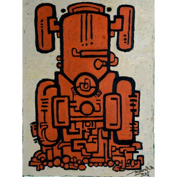 People, under artificial light, flex their muscles as night unfolds around them.